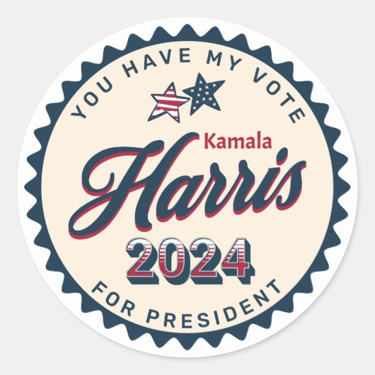 Sticker Rond Kamala Harris 2024 | Vous avez mon vote (Devant)