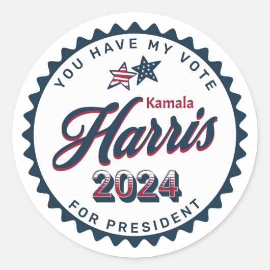 Sticker Rond Kamala Harris 2024 | Vous avez mon vote (Devant)