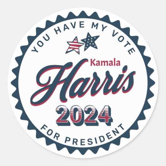 Sticker Rond Kamala Harris 2024 | Vous avez mon vote (Devant)