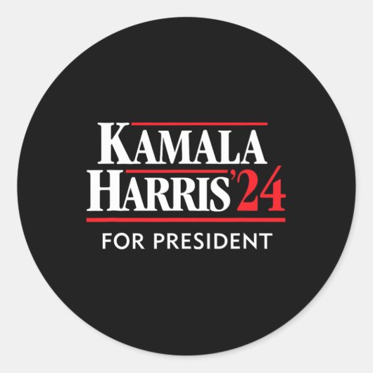 Sticker Rond Kamala Harris 24 Pour Président 2024 (Devant)