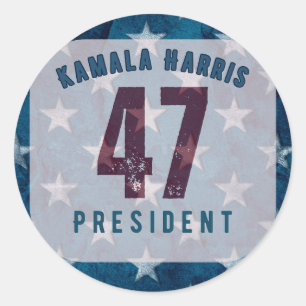 Sticker Rond Kamala Harris 47e Président. Cercle