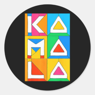 Sticker Rond Kamala Harris A Quilté Son Soutien Au Vote Harris