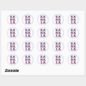 Sticker Rond Kamala Harris American Flag Balloon Alphabets mign (Feuille)