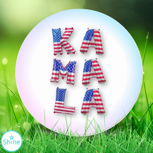 Sticker Rond Kamala Harris American Flag Balloon Alphabets mign