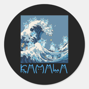Sticker Rond Kamala Harris Blue Cats Wave - Drôle Pour Le Propr