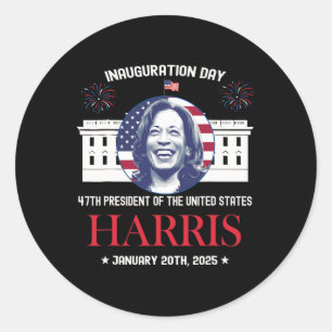Sticker Rond Kamala Harris Jour de l'Inauguration 2025 Madame 4
