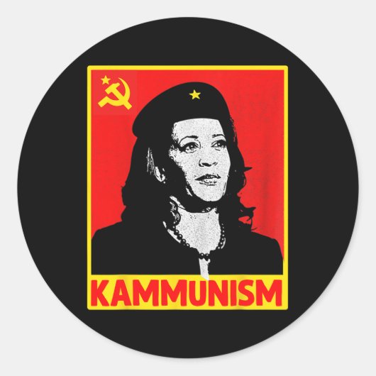 Sticker Rond Kamala Harris Kammunism Communisme Harris W (Devant)