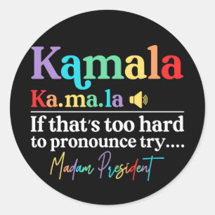 Sticker Rond Kamala Harris Madame la Présidente