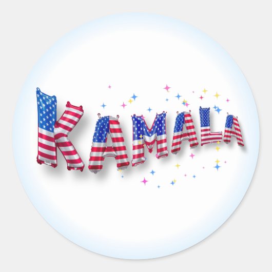 Sticker Rond Kamala Harris mignon Alphabets de ballons du pavil (Devant)