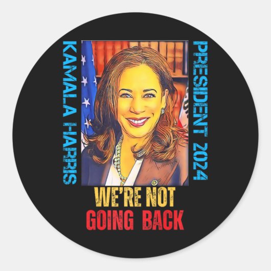 Sticker Rond Kamala Harris Pop Art Président 2024 Nous ne somme (Devant)