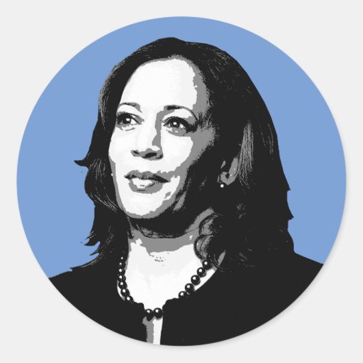 Sticker Rond Kamala Harris Portrait (Devant)