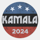 Sticker Rond Kamala Harris pour le président 2024 (Devant)