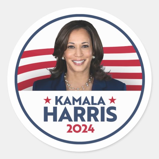Sticker Rond Kamala Harris pour le président 2024 (Devant)