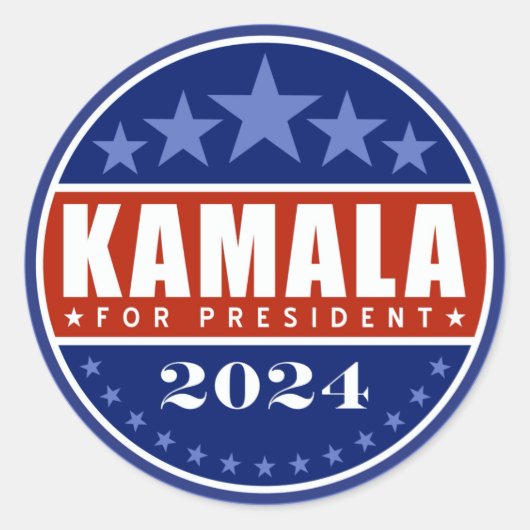 Sticker Rond Kamala Harris pour le président 2024 (Devant)
