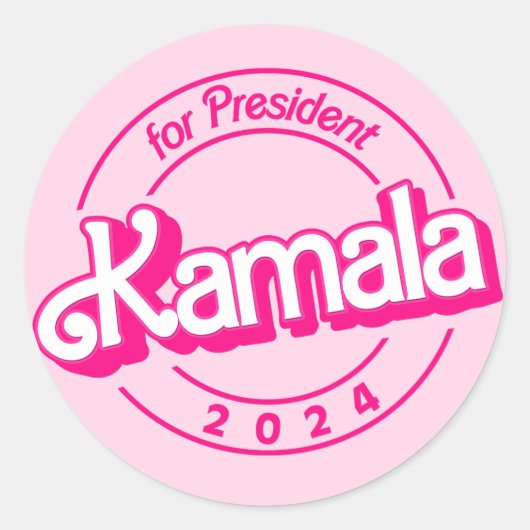 Sticker Rond Kamala Harris pour le président en rose (Devant)