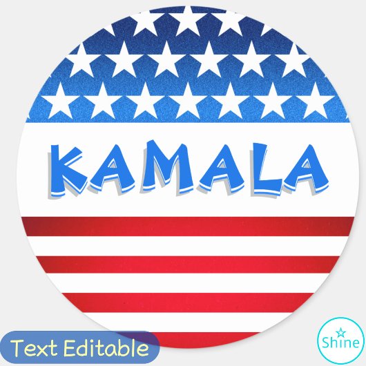 Sticker Rond Kamala Harris pour le président USA Drapeau texte