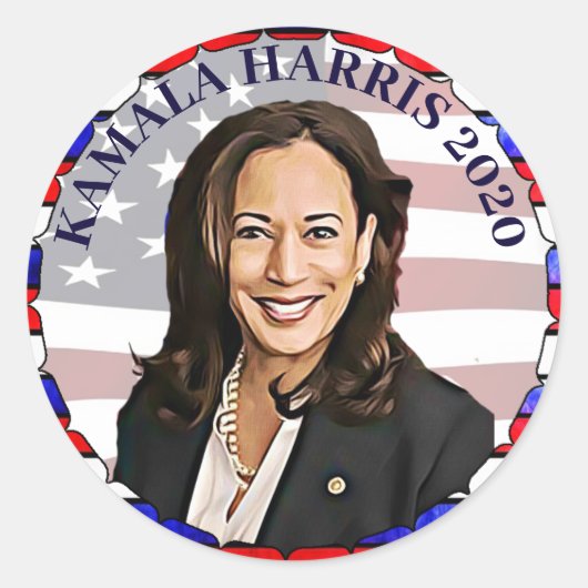 Sticker Rond Kamala Harris pour l'élection présidentielle de 20 (Devant)