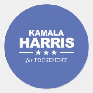 Sticker Rond Kamala Harris pour président - blanc