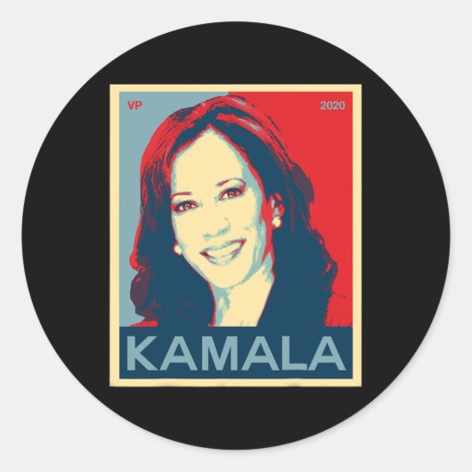 Sticker Rond Kamala Harris Pour Vice-Présidente 2020 (Devant)