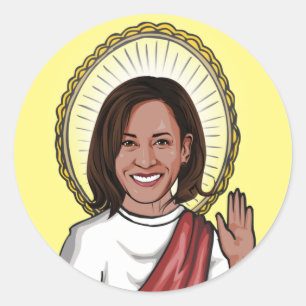 Sticker Rond Kamala Harris prière et portrait de la paix