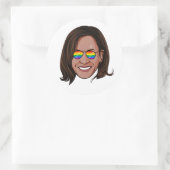 Sticker Rond Kamala Harris - Tête avec Aviateurs Arc en ciel (Sac)