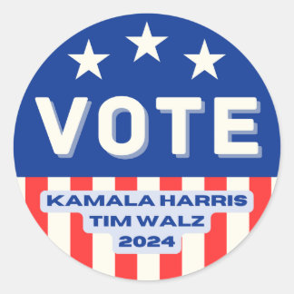 Sticker Rond Kamala Harris - Tim Walz 2024. Cercle