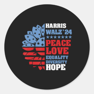 Sticker Rond Kamala Harris Tim Walz 2024 Lgbt de Paix Harris Wa