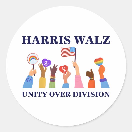 Sticker Rond Kamala Harris Tim Walz Unité de division (Devant)