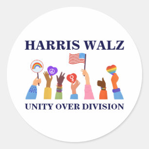 Sticker Rond Kamala Harris Tim Walz Unité de division