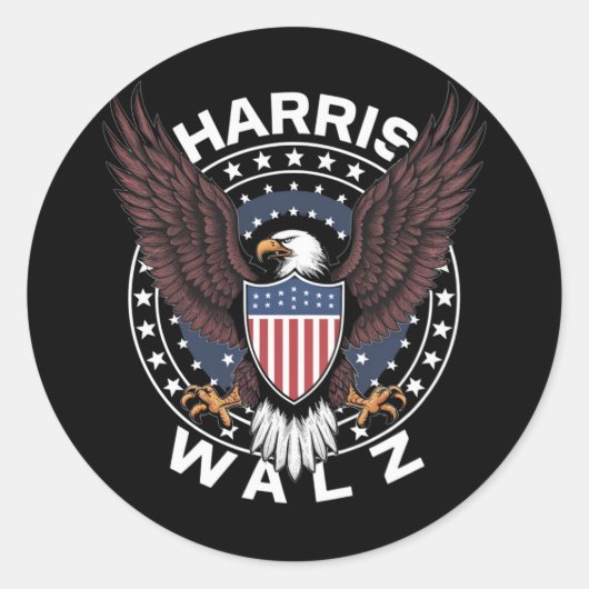 Sticker Rond Kamala Harris Tim Walz Valse 2024 Election (Devant)
