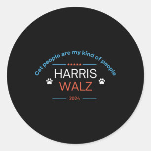 Sticker Rond Kamala Harris Tim Wheimer 2024 Cat People Are My K