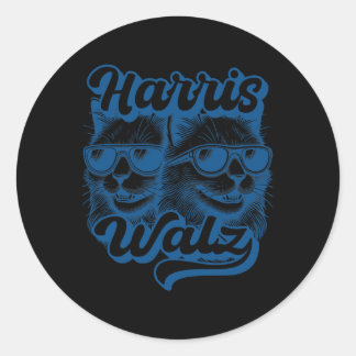 Sticker Rond Kamala Harris Tim Wheimer Waltz 2024 Funny Retro C