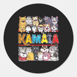 Sticker Rond Kamala Harris Waltz 2024 Enfant Chat Lady Drôle