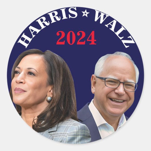 Sticker Rond Kamala Harris Walz Photo - Président Vice Photos (Devant)