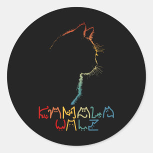 Sticker Rond Kamala Wheimer Laisser Positive Funny Chat Lady
