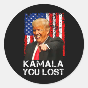 Sticker Rond Kamala You Lost Funny Trump Lire Sur Kamala Har