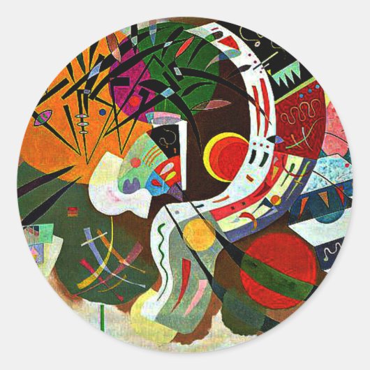 Sticker Rond Kandinsky - Courbe Dominante, célèbre peinture, (Devant)
