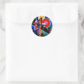 Sticker Rond Kandinsky en peinture Abstraite bleue (Sac)