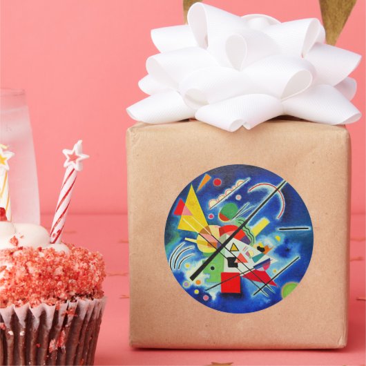 Sticker Rond Kandinsky - Peinture bleue, célèbre oeuvre abstrai (Fête)