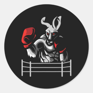 Sticker Rond Kangaroo - Boxer Kickboxer Boxer Ventilateur Kickb