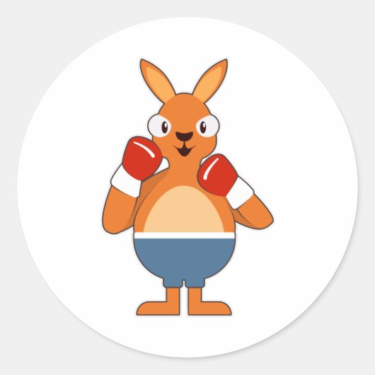 Sticker Rond Kangaroo en boîte avec gants de boxe (Devant)