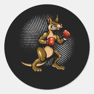 Sticker Rond Kangaroo Humour Boxer Animal Fun Boxer