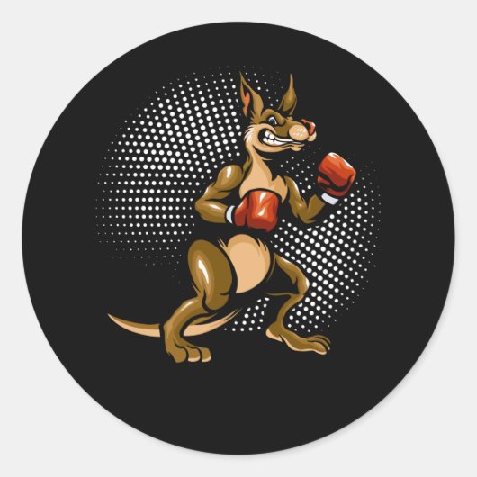Sticker Rond Kangaroo Humour Boxer Animal Fun Boxer (Devant)