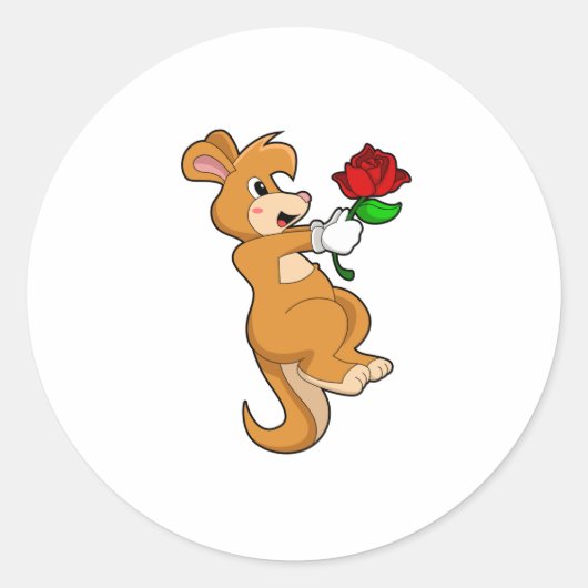 Sticker Rond Kangaroo with Flower (Devant)