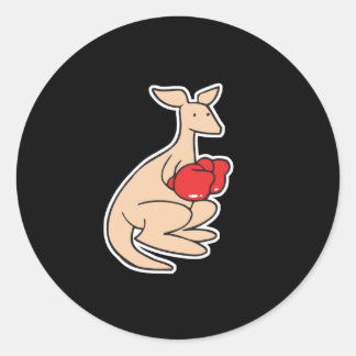Sticker Rond kangourou de boxe mignon