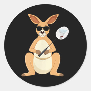 Sticker Rond Kangourou drôle portant des lunettes de soleil jou