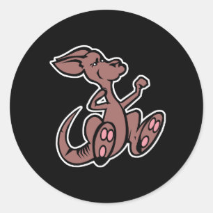 Sticker Rond kangourou sauteur mignon