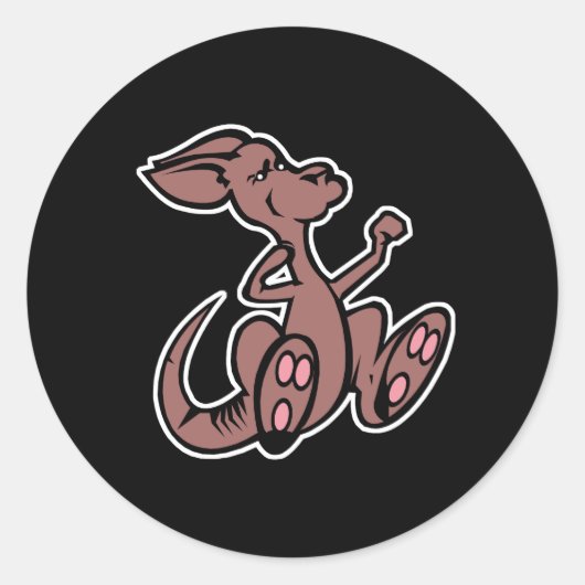 Sticker Rond kangourou sauteur mignon (Devant)