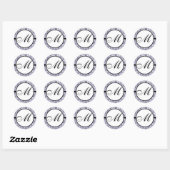 Sticker Rond Kanji de l'amour Monogramme Mariage Purple Damask (Feuille)