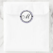Sticker Rond Kanji de l'amour Monogramme Mariage Purple Damask (Sac)
